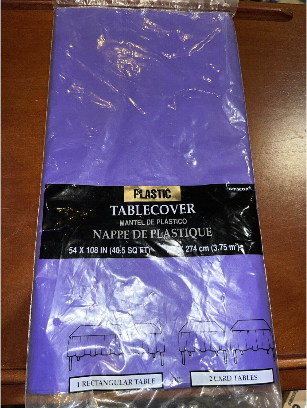 BRAND NEW AMSCAN 54" x 108" VIOLET COLORED PLASTIC TABLECOVER